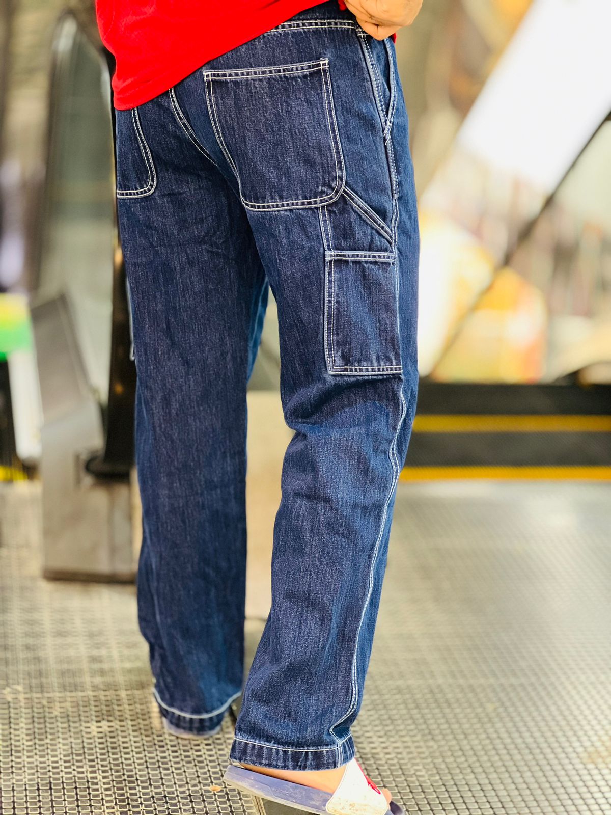 "Vintage Blue Denim Baggy Pants: Relaxed Fit for Casual Comfort"